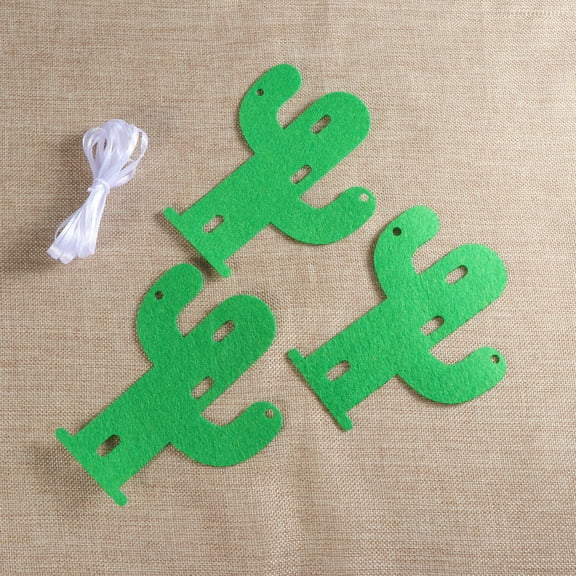 Luxshiny 1 Set Cactus Theme Birthday Decorations Fabric Banners Nonwoven .8 Inch
