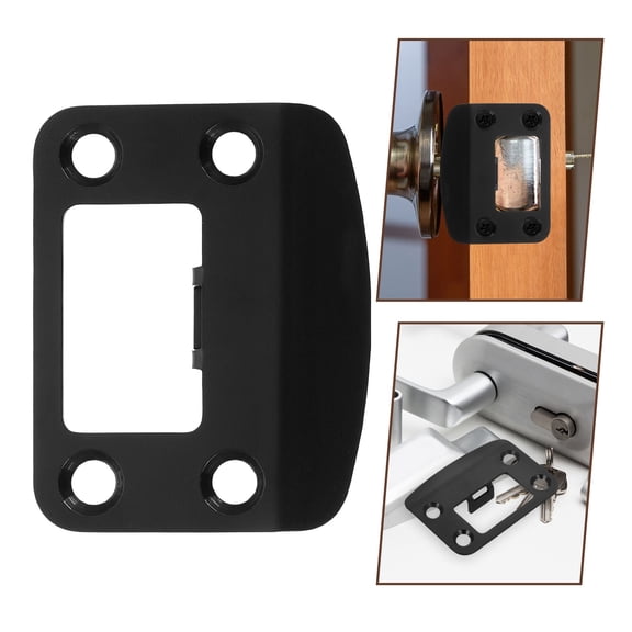 Luxshiny 1 Set Extended Door Strike Plate Black Stainless Steel Protects Door Locks for Industrial Use