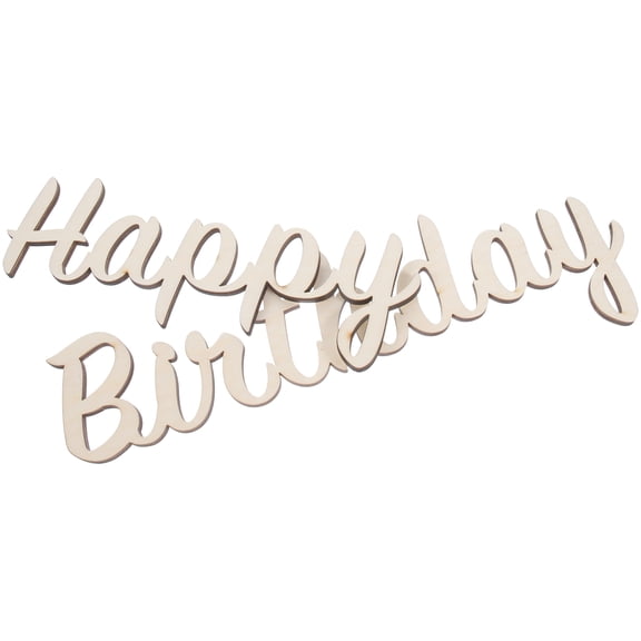 Luxshiny 1 Set Happy Birthday Wall Decals Wood Words Cutouts For For Enhancing Celebration Moments Smooth Surfaces