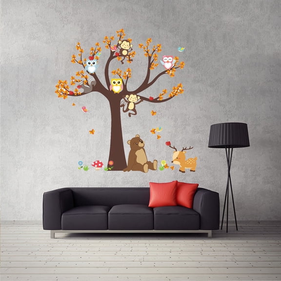 Luxshiny Multi-Colored PVC Tree Shape Wall Stickers Set for Nursery and Children's Room Decor