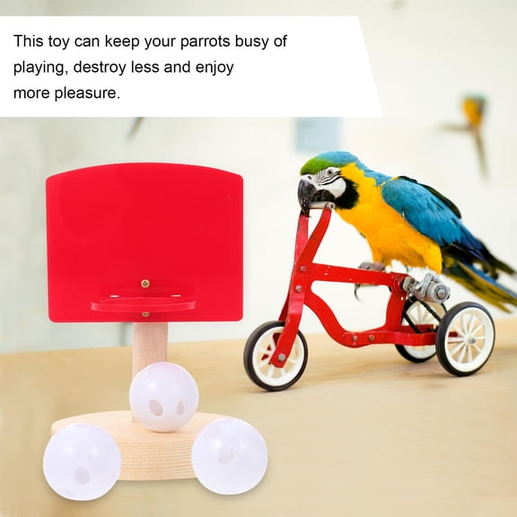 Luxshiny 1 Set of Bird Game Basketball Hoop Plastic Wood for Pet Bird Owners Red