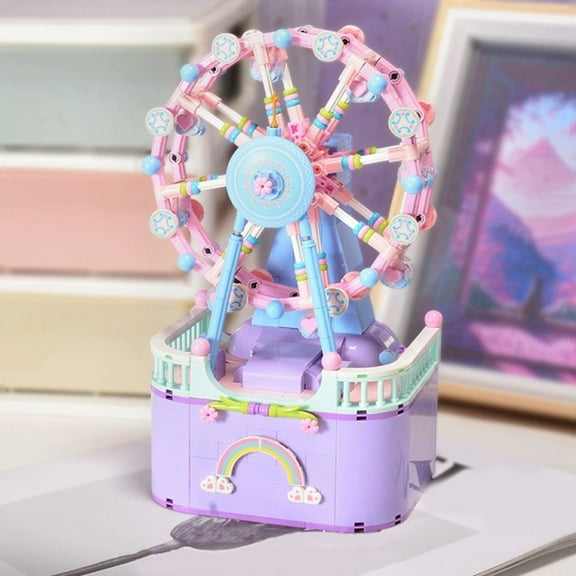 Luxshiny 1 Set of Music Box Model Toy Violet Plastic DIY Design Building Blocks for Children's Fun