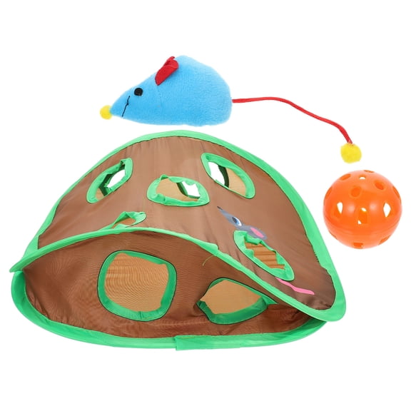 Luxshiny Cat Nine Holes Plaything Brown Fabric Tunnel for Stress Relief 1Set