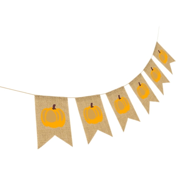 Luxshiny Tsgiving Day Ornament Pumpkin Pattern Banner Multi Burlap 6 Flags