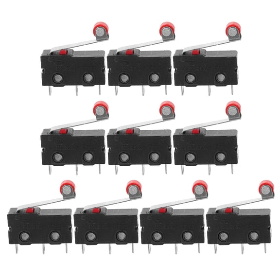 Luxshiny 10 Pcs Micro Limit Switch with Roller Lever Plastic Red for Technicians