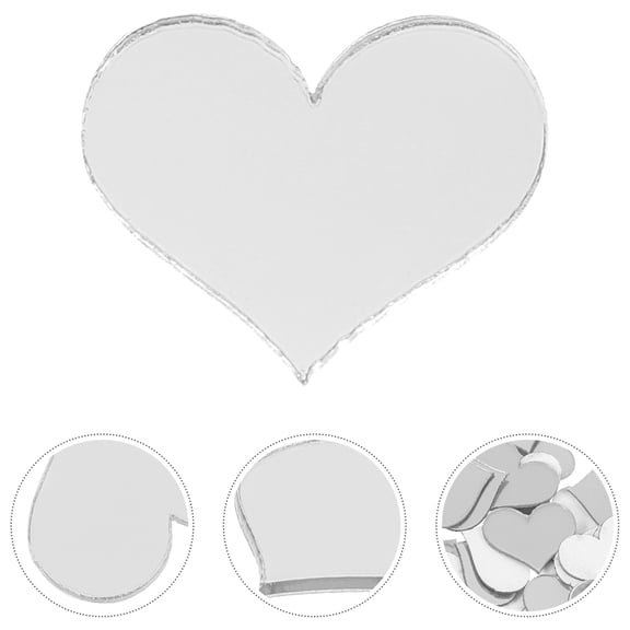 Luxshiny 100Pcs Silver Acrylic Heart Wall Decals Mirror Surface Stickers Decorative Room Decoration