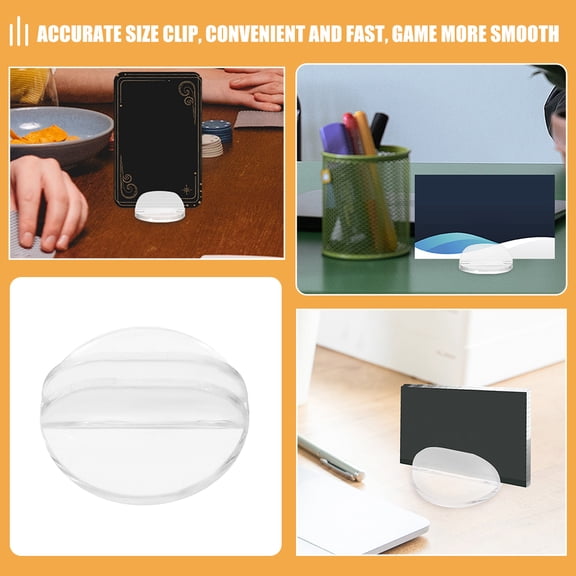 Luxshiny 100Pcs Clear Plastic Place Card Holders Round Base Stable Game Card Stands