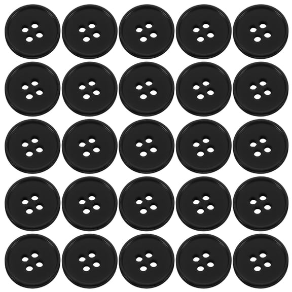 Luxshiny 100Pcs DIY Sewing Button Black Resin Four Hole Round Design for Crochet Knitting Craft