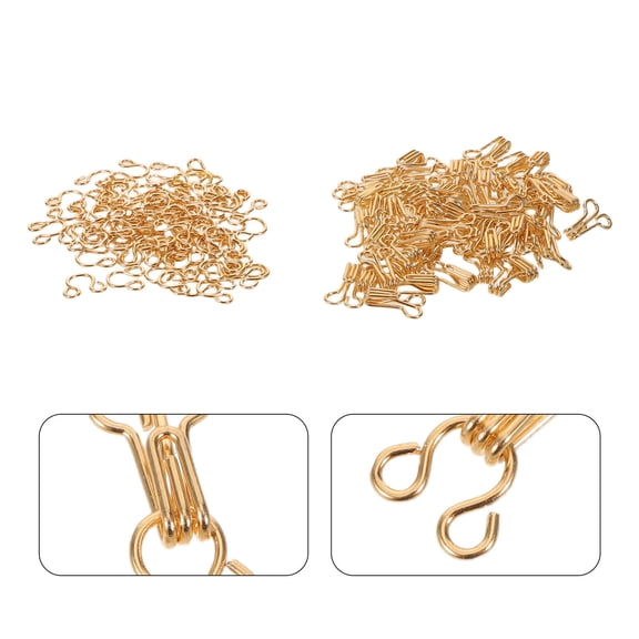 Luxshiny 100Pcs Gold Hook and Eye Sewing Closure Metal Fasteners for Clothes Secure Invisible Fixing