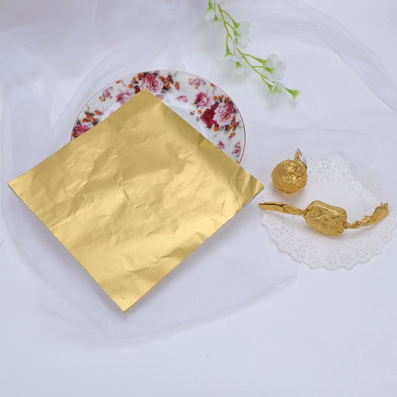 Luxshiny 100Pcs Golden Aluminium Foil Paper Wrapping Paper for Candy Chocolate Packaging