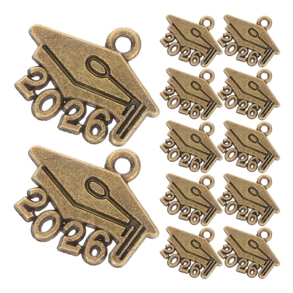 Luxshiny 100Pcs Golden Graduation Tassel Charm Metal Pendant for Jewelry Making and Craft Designs