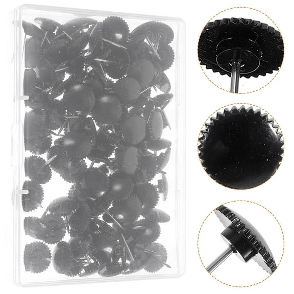 Luxshiny 100Pcs Picture Tacks for Classroom Tools 1.7x1.2x1.2in Black