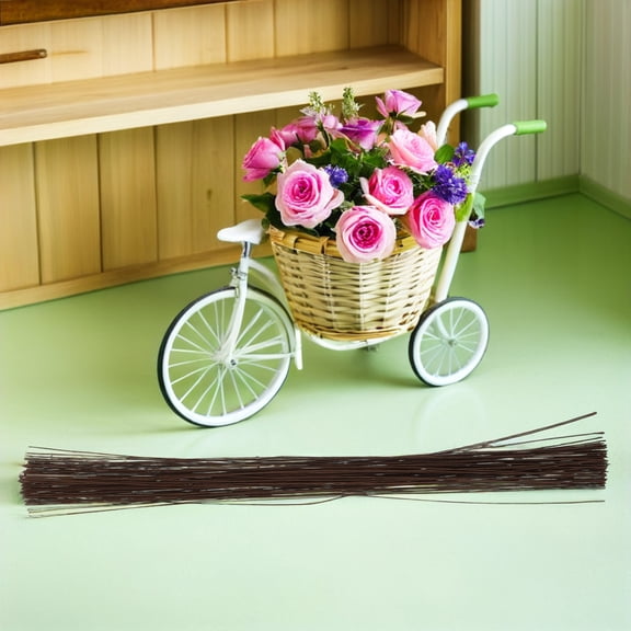 Luxshiny 100Pcs Bendable Coffee Floral Wire for Artificial Flower Stem Support and Arrangements