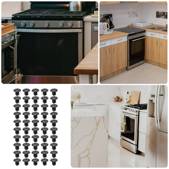 Luxshiny 100Pcs Push Pin Rivet Retainer Clip Black Plastic Dishwasher Panel Kick Plate Fixing