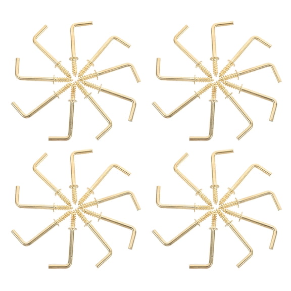 Luxshiny 100Pcs Robust Golden Metal Square Bend Hooks for Hanging Small Items in Home Or Office