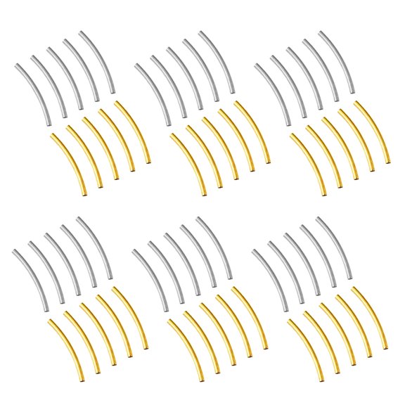 Luxshiny 100Pcs Smooth Curved Copper Tube Beads for Bracelets Anklets and Necklaces