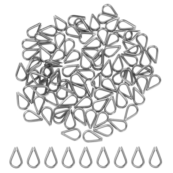 Luxshiny 100Pcs Plated Silver Stainless Steel Cable Thimbles for Harsh Environment Use