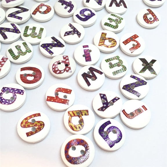 Luxshiny 100Pcs Wooden Clothes Buttons with Assorted Color English Letters DIY Alphabet Decoration for Sewing Projects