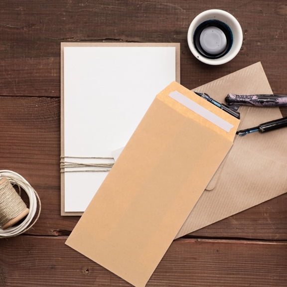 Luxshiny 100pcs Small Brown Envelopes for Sealing with Double-sided Tape Khaki