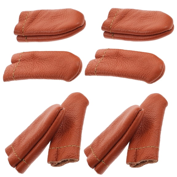 Luxshiny 10Pairs Brown Finger Cots Flexible Protective Guards for Sewing DIY and Needle Use