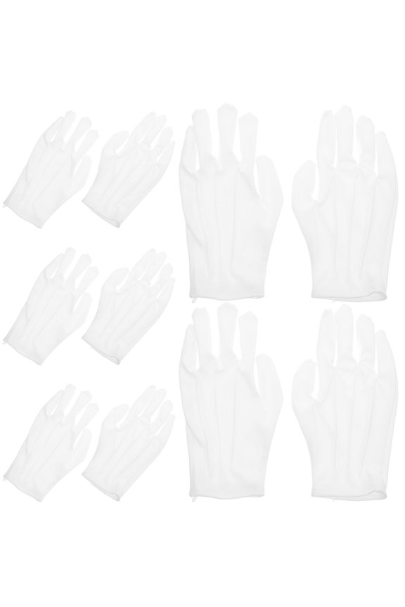 10Pairs White Polyester Gloves for Jewelry Crafts with Antifingerprint Design