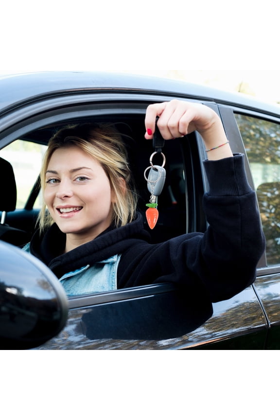 10Pcs Adorable Orange Carrot Ornament Keychain Pendant Made of Plastic and Alloy