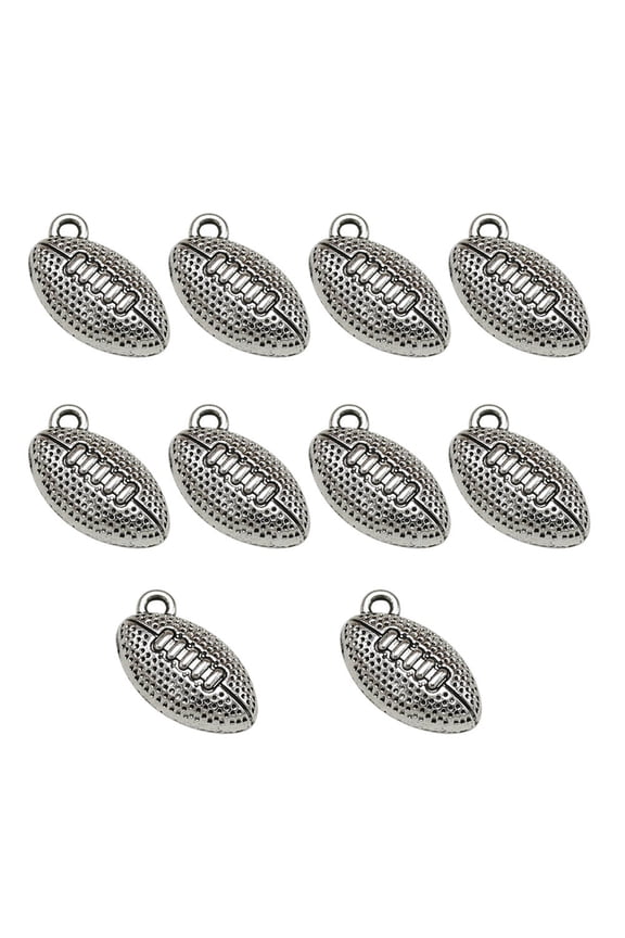 10Pcs Alloy American Football Charm Pendants for DIY Jewelry Making and Decoration