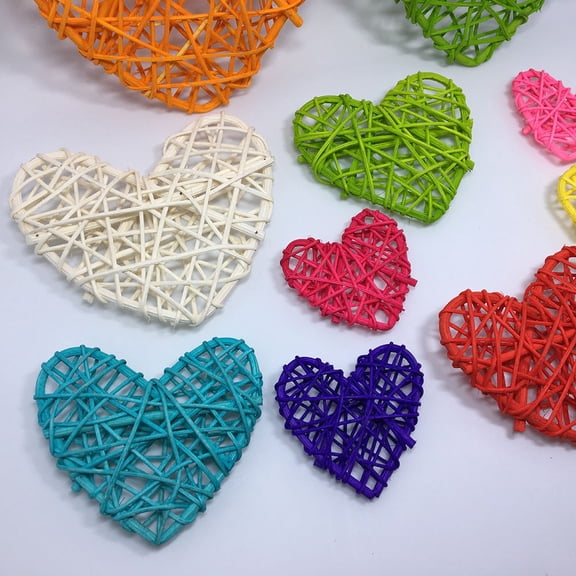 Luxshiny 10Pcs Assorted Color Rattan Heart DIY Balls Handmade for Wedding Table Decoration