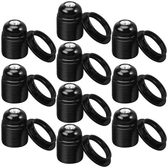 Luxshiny 10Pcs Black Round Lamp Bulb Holder with Screw Terminals for Conventional Light Bulbs