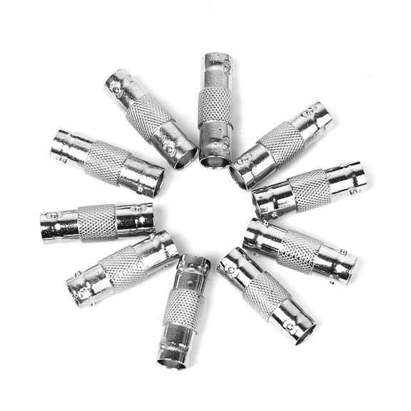 Luxshiny 10Pcs Bnc Female to Bnc Female Jack Connector Aluminum Alloy Cable Coupler for Secure Connection