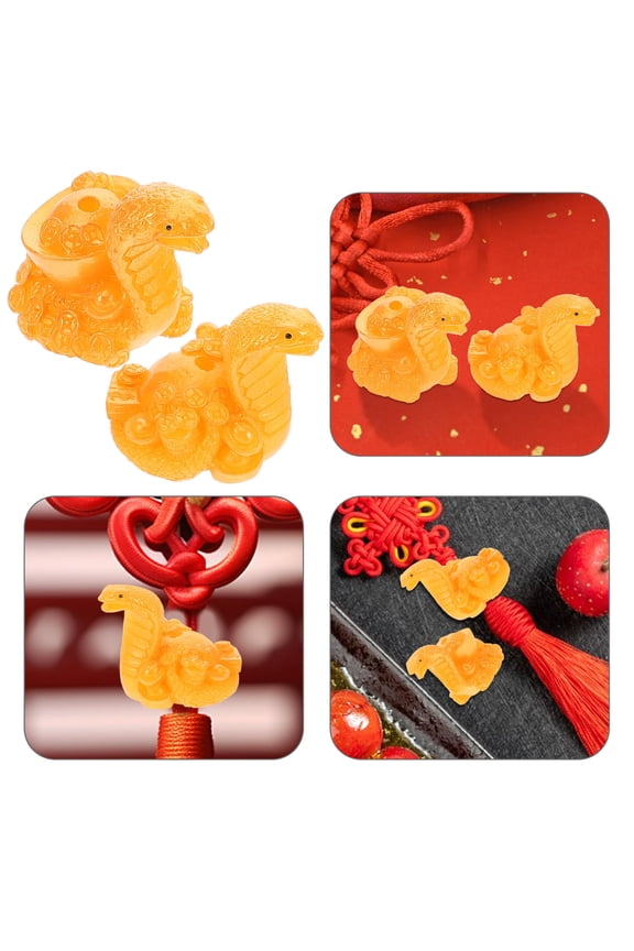 10Pcs Golden Resin Snake Shape Pendants Unique Chinese Zodiac Charms for DIY Keychains