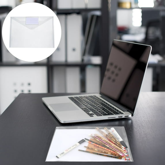 Luxshiny 10Pcs Clear File Storage Bags Practical Document Organizer Plastic Folder for Office