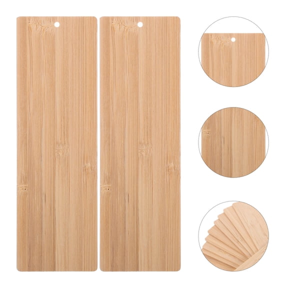 Luxshiny 10Pcs DIY Bamboo Cutouts for Kids Playing Crafting Holiday Decor Khaki Rectangular Tags