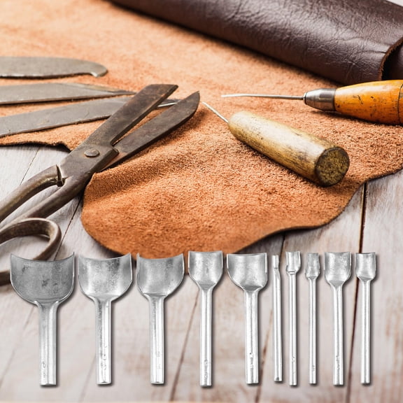 Luxshiny 10-Piece Leatherworking Tool Set for Belt Making Beginners with Steel Blades