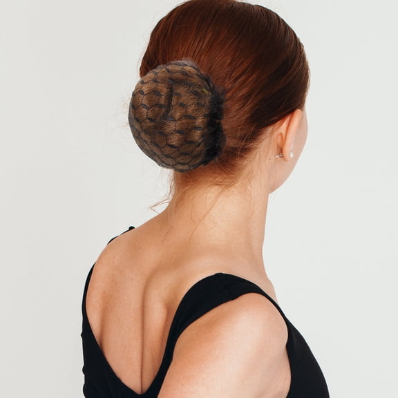 Luxshiny 10Pcs Elastic Beige Bun Hair Nets for Dance Mesh Hair Bun Holders Breathable Floral Design