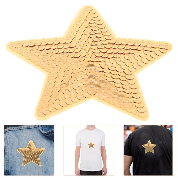 Luxshiny 10Pcs Golden Star Shape Sewing Patches for Clothes Decorative Embroidery Appliques