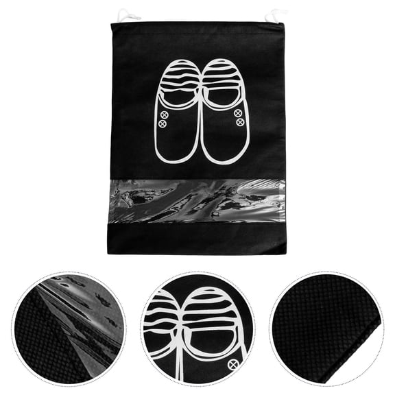 Luxshiny 10Pcs Lightweight Black Shoe Organizers Drawstring Storage Pouches for Shoes Shirts Socks and More
