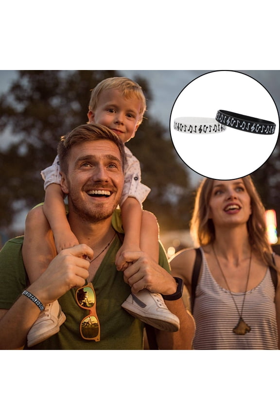 10Pcs Music Slap Bracelets Bulk Black Durable Use for Festival Attendees