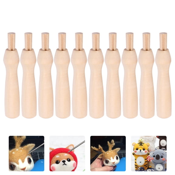 Luxshiny 10Pcs Needle Felting Handles Bulk Wooden Replacement for Diy Projects