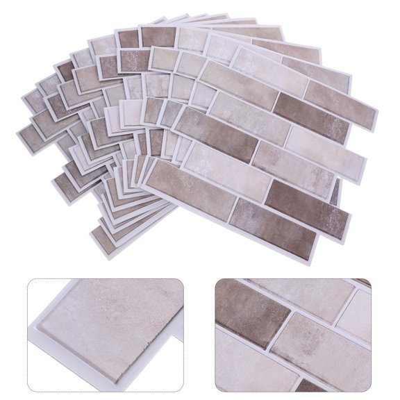 Luxshiny 10Pcs Self Adhesive Brick Pattern Wallpaper Removable Tile Stickers for Home Decor