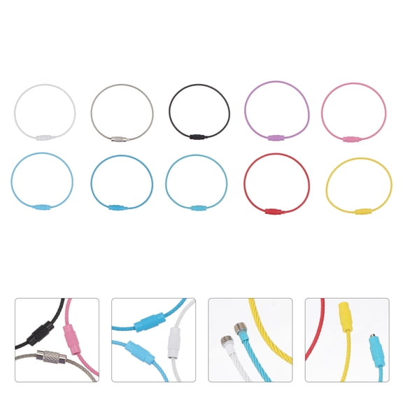 Luxshiny 10Pcs DIY Wire Ropes Key Ring Material Assorted Color Pendant Accessory for Handmade Decor