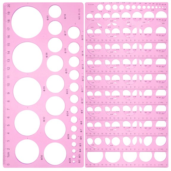 Luxshiny 10Pcs Pink Plastic Circle Shape Template for Painting Accurate Measuring Drawing and Quilling Tools
