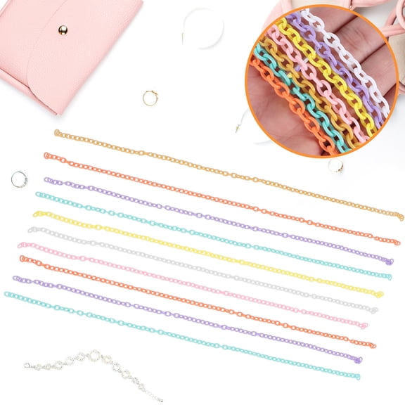 Luxshiny 10Pcs Plastic Chains for Jewelry Making Assorted Color DIY Supplies with Durable Links