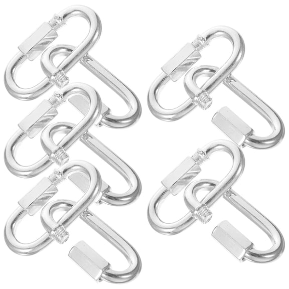 Luxshiny 10Pcs Plated Silver Chain Link Carabiner Clip Heavy Duty M8 Threaded Quick Link for Climbing Use