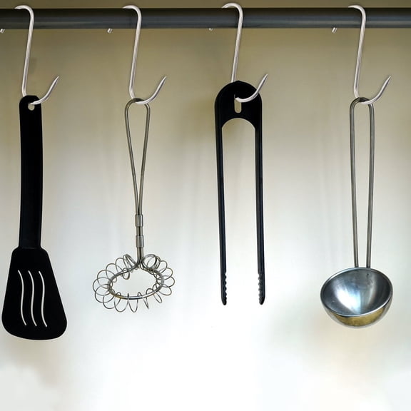 Luxshiny 10Pcs Plated Silver Cooking Hooks Stainless Steel Meat Hanger Anti Rust Durable Organizer