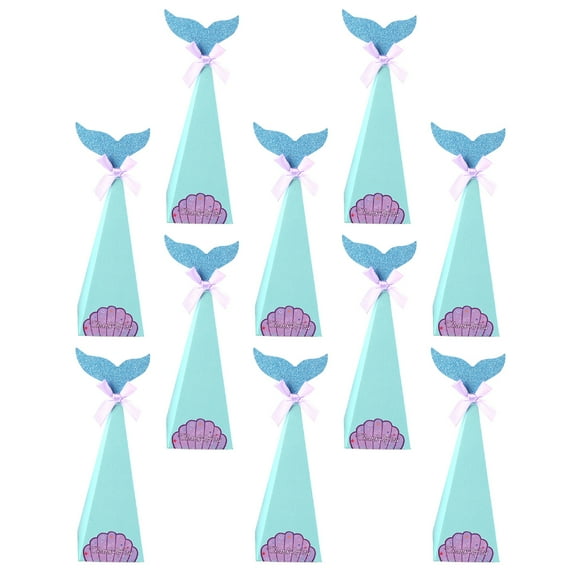 Luxshiny 10Pcs Portable Candy Jars Mermaid Design Storage Box for Cookies Chocolates and Party Supplies