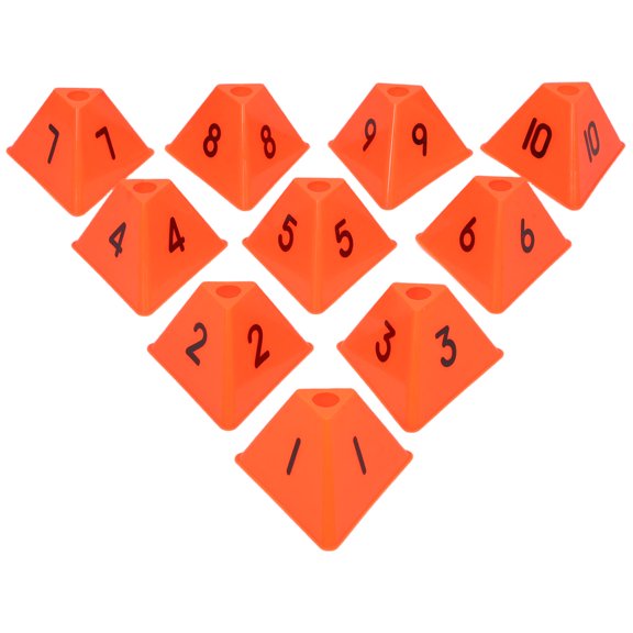 Luxshiny 10Pcs Red Athletic Field Marker Cones Numbered for Soccer Football and Basketball Practice