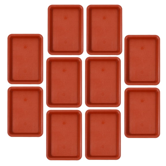 Luxshiny 10Pcs Red Plastic Plant Pot Tray Rectangular Saucer for Efficient Water Drainage