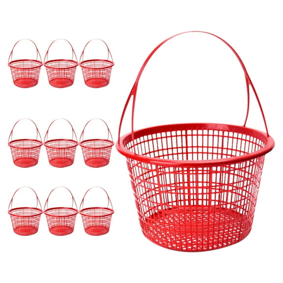 Luxshiny 10-Pack Strawberry Baskets Plastic Multipurpose Containers for Supermarket, Grocery, and Home Use