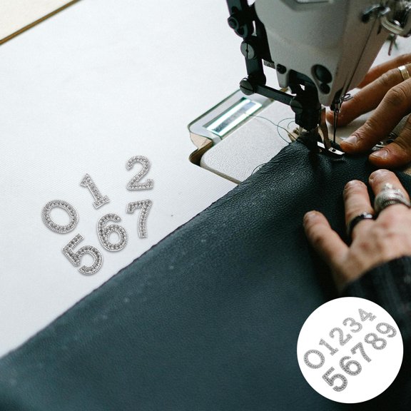 Luxshiny 10Pcs Rhinestone Number Sew on Patches Embroidery Appliques for Clothing and Bag Decoration